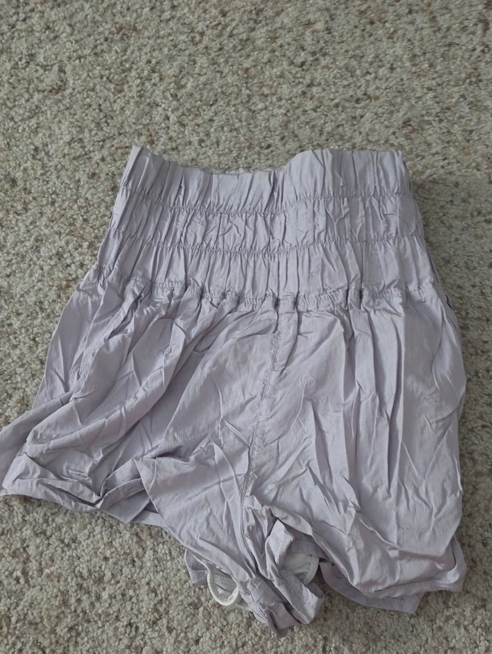 Free People Movement High-Waist Smocked Women’s Shorts — Light Lavender